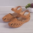 thumbnail image 5 of Womens Sandals Summer New Large Size Daily Hollow Bun Midheel Paste Women's Wedge Sandals, 5 of 7