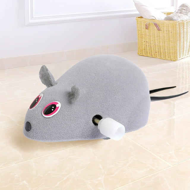 COM1950s Wind Up Mouse Toy for Cats, Clockwork Mouse with Flocking Simulation, Durable Design and Interactive Play, Approx 3.9 Inches Size, Tear-Resistant and Long-Lasting Power for Indoor Use
