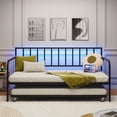 thumbnail image 4 of Twin Daybed with Trundle Metal Frame, Space Saving Sofa Bed with Heavy Duty Slats Support, No Box Spring Needed for Living Room Bedroom Guest Room, Black, 4 of 9