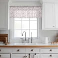 thumbnail image 3 of Farmhouse Flower Valance Curtains for Kitchen/Living Room/Bathroom/Bedroom Window, Rod Pocket Small Topper Half Short Window Curtains Voile Sheer Scarf, Botanical Vintage Purple Leaf Plant 42"x12", 3 of 8