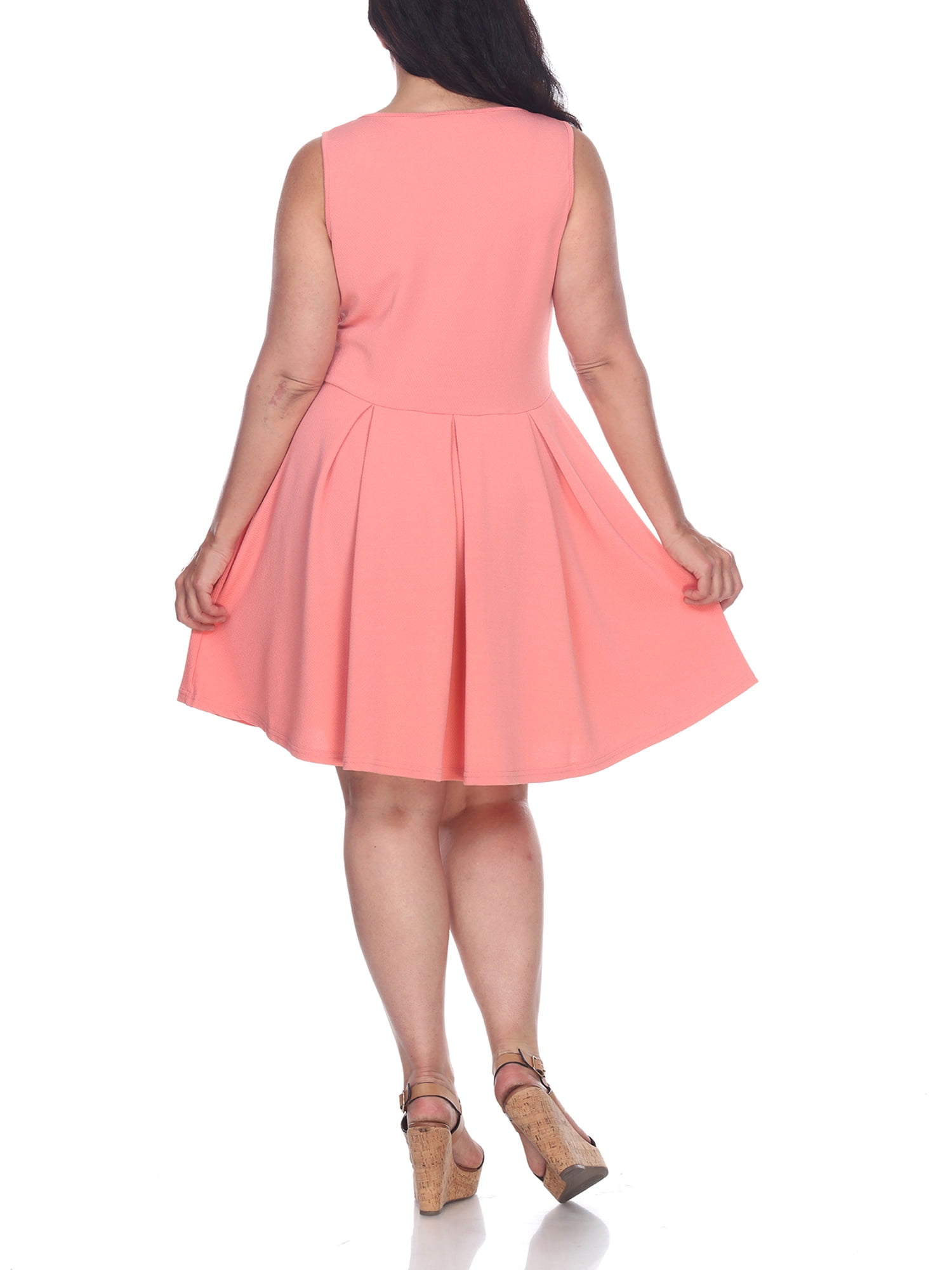 White Mark Women's Plus Size Crystal Fit and Flare Dress