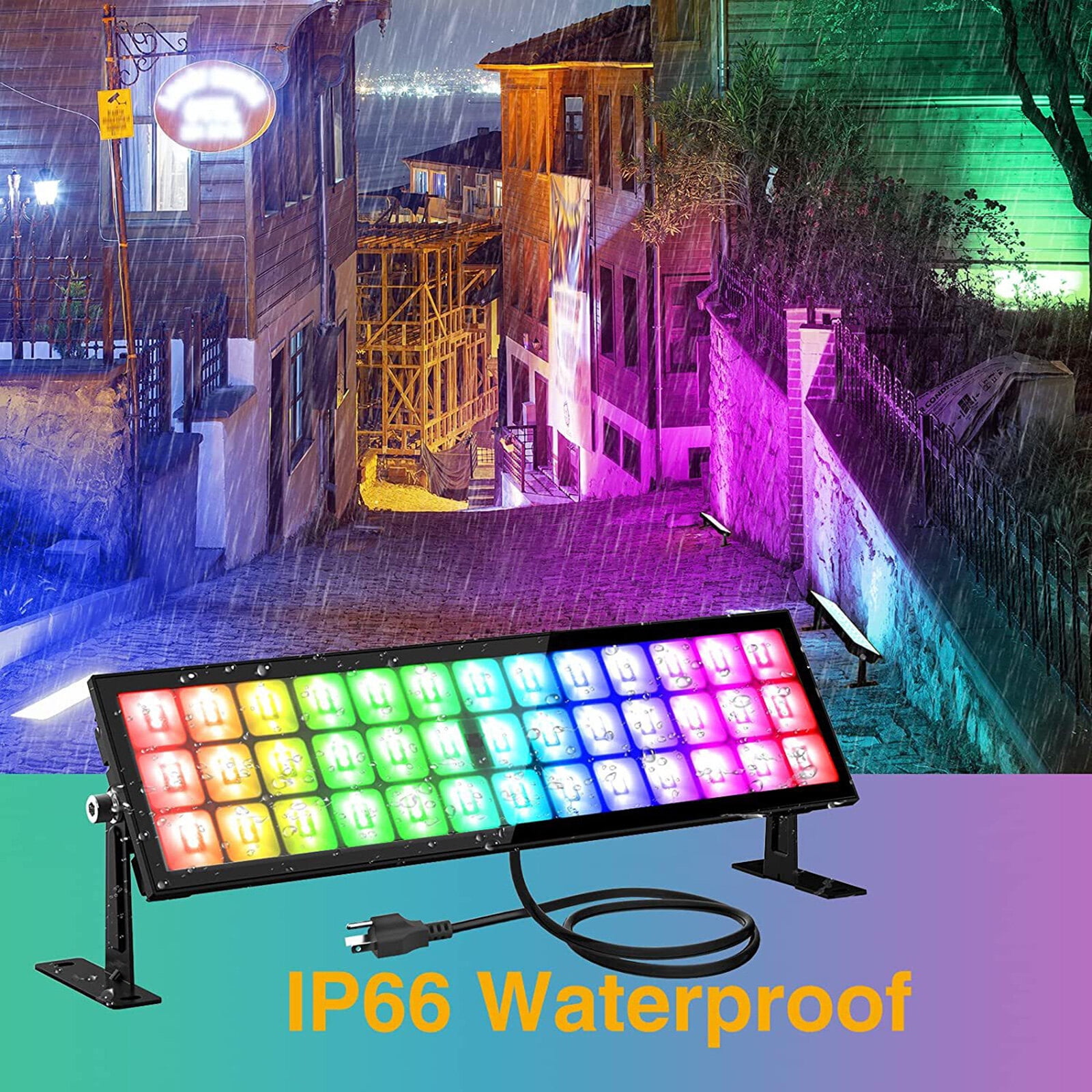 Leyfeng Dimmable RGBCW Wash Light Floodlight Outdoor Waterproof Wall Washer Light Stage Light Bar with Remote Control Smart APP Control for Villa Roadside Wedding Birthday Party Stage Lighting