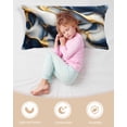thumbnail image 3 of Navy Blue Marble Satin Pillowcase for Hair and Skin with Zipper, Soft Breathable Cooling Silk Pillow Cases, Gold Modern Art Throw Pillow Covers King Size 20"x40", 3 of 6