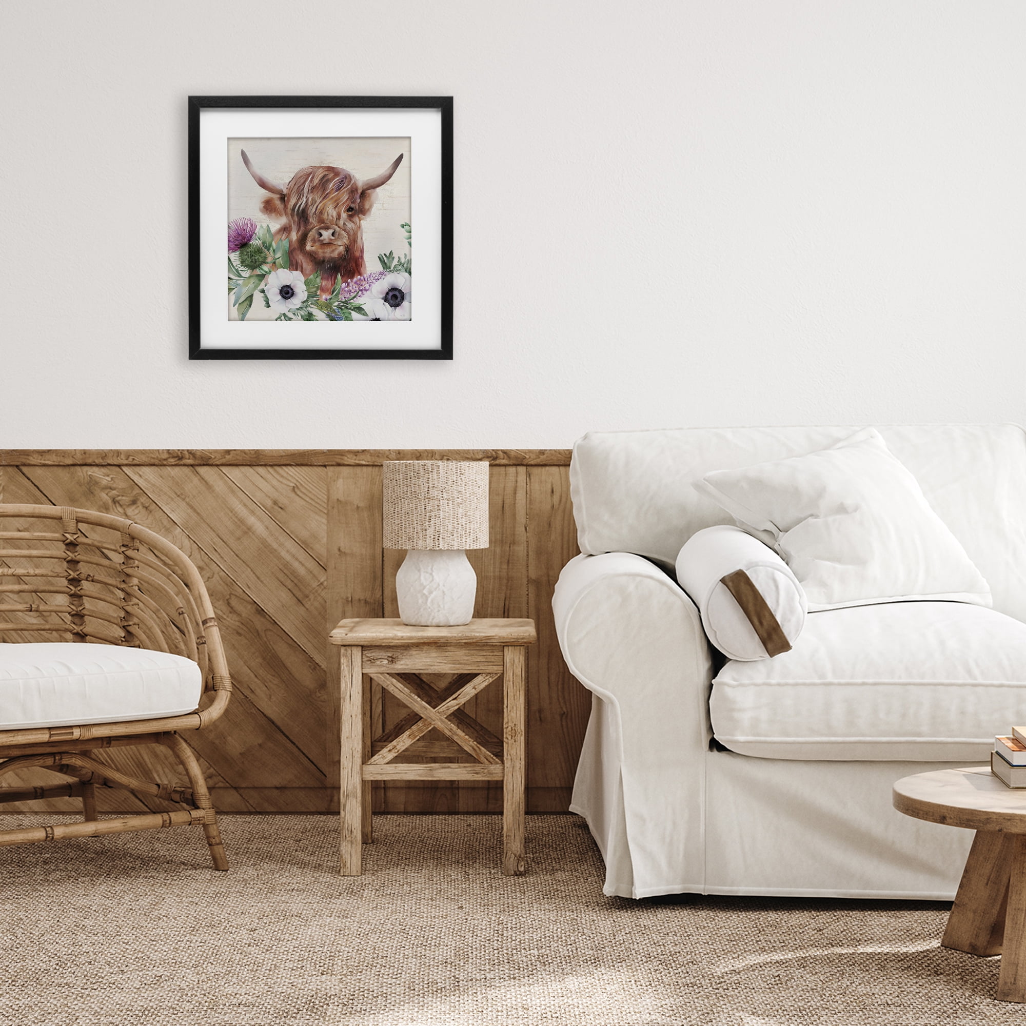 Stupell Industries Penny The Highland Cow Black Framed Print Under Glass, design by Lux + Me Designs
