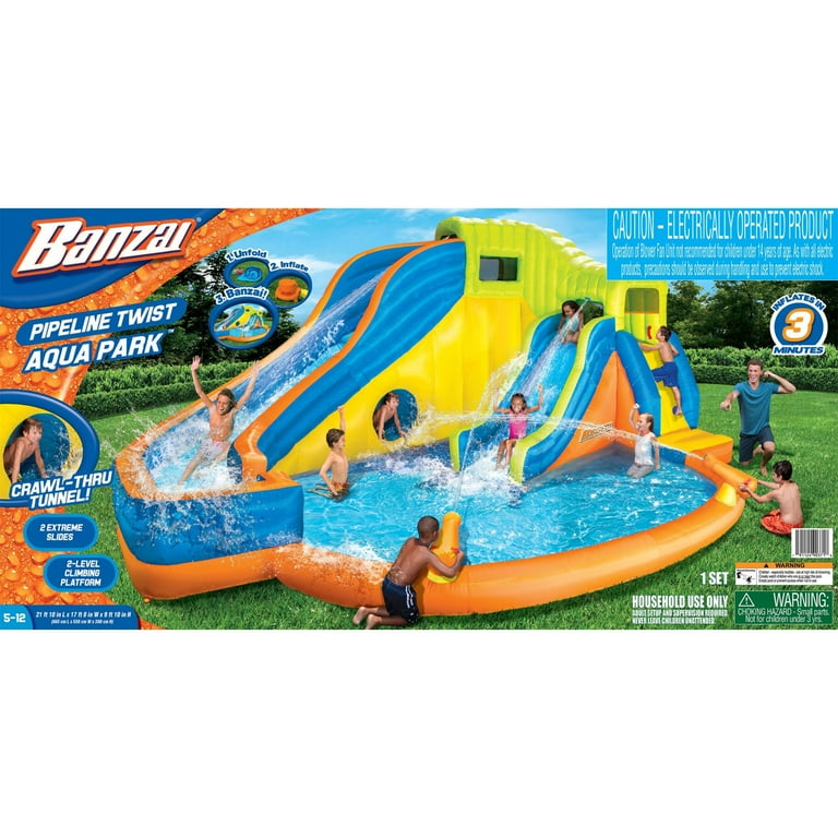 Banzai pipeline twist kids inflatable outdoor hot sale water park pool slides & cannons