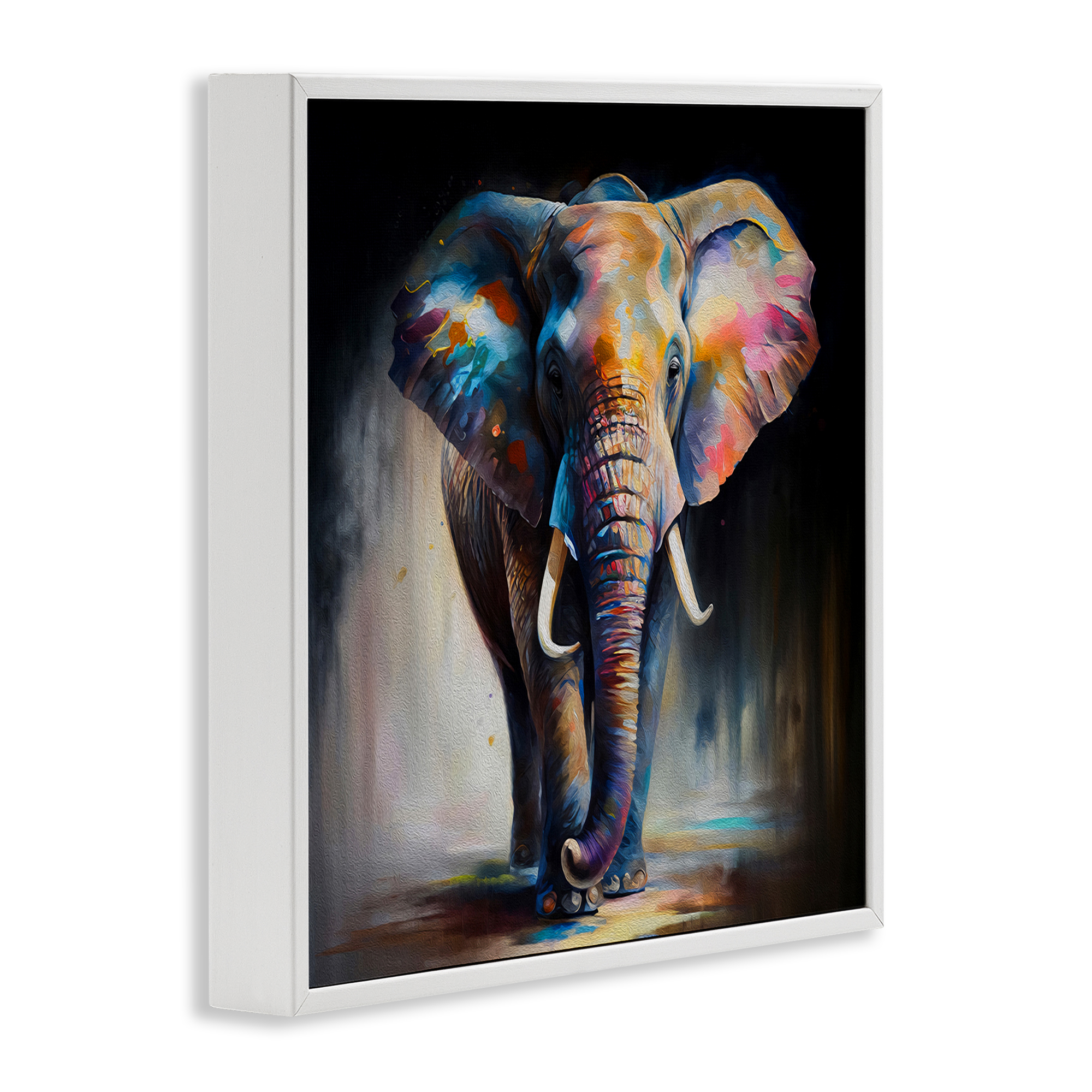 Stupell Industries Stepping Elephant in Shadow Animals & Insects Painting White Framed Art Print Wall Art, 12 x 12