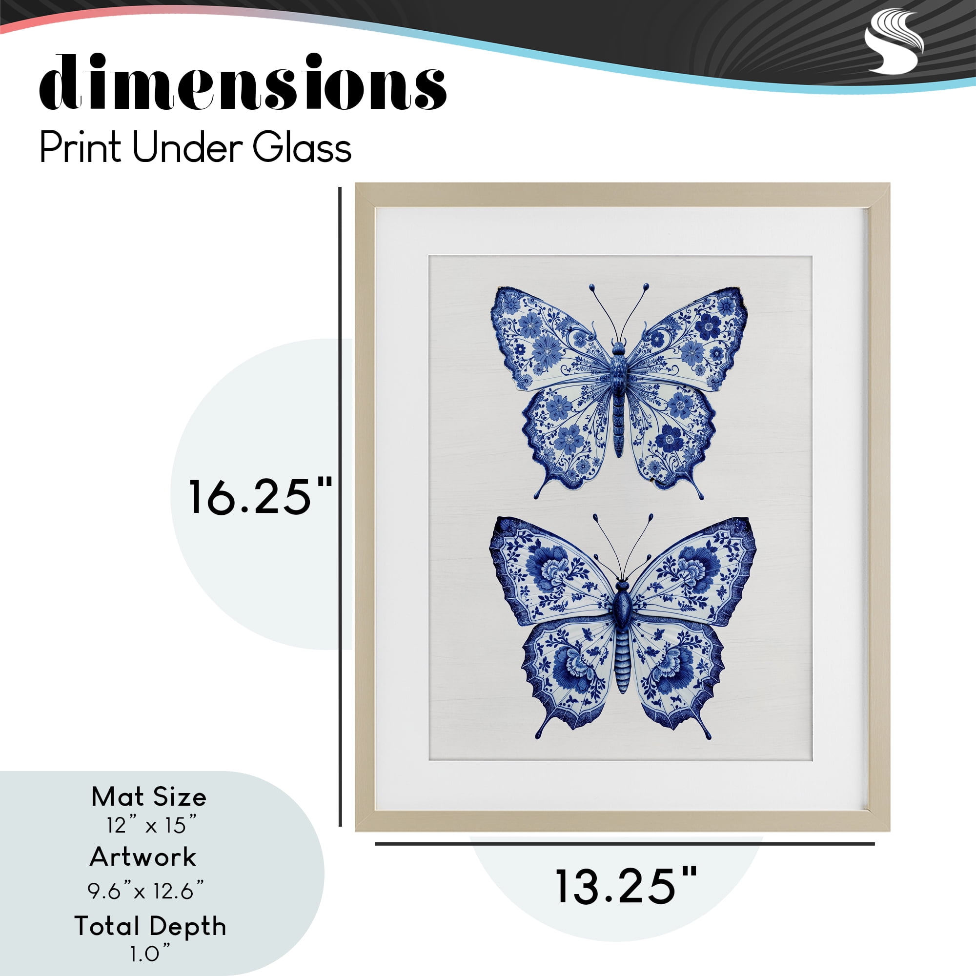 Ornate Toile Pattern Butterflies Birch Framed Print Under Glass, design by Lettered and Lined