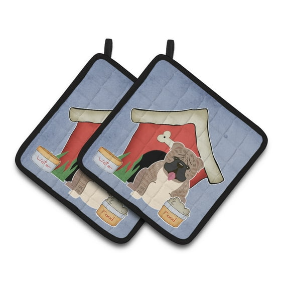 Carolines Treasures BB2880PTHD Dog House Collection English Bulldog Grey Brindle Pair of Pot Holders , 7.5HX7.5W,