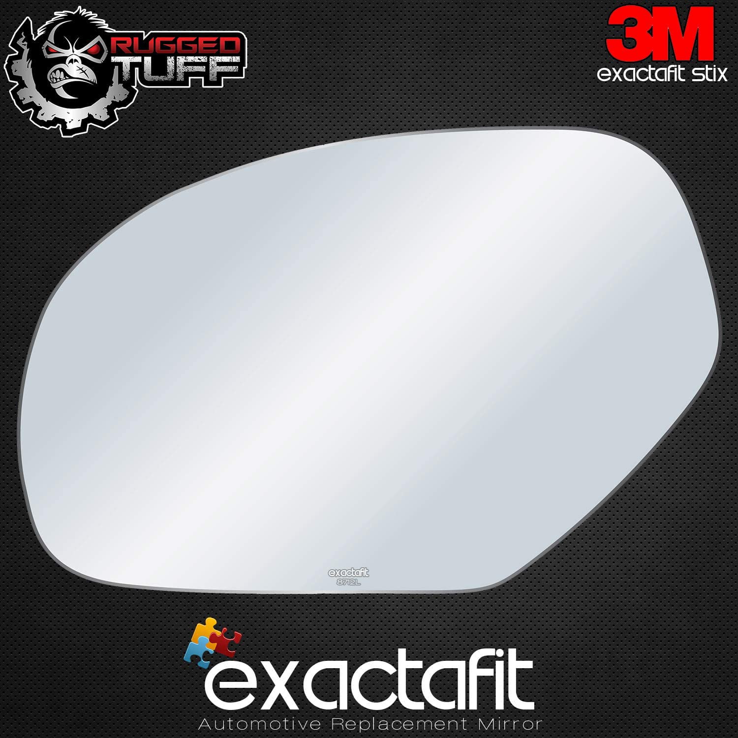 exactafit 8712L Driver Side Mirror Glass Replacement Plus 3m Adhesives Compatible With Cadillac Escalade GMC Sierra Chevrolet Silverado 1500 Left Hand Door Wing LH 