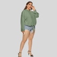 thumbnail image 4 of Mujeres Classic Plus Size Color sólido Mangas largas Tops sueltos Blusas Camisa Pompotops FGAJ15190, 4 of 7