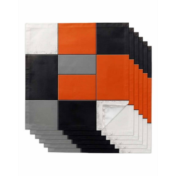 Hokiten Kitchen Dinner Napkins Set of 6 Burnt Orange Black Gray Cloth Napkins Reusable Washable Table Napkins for Weddings Cocktail Parties Holiday Table Decor 20x20 Inch