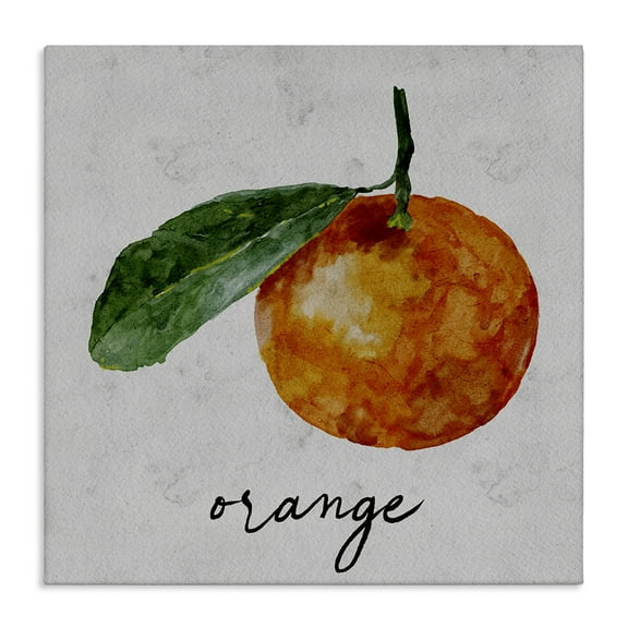 Stupell Industries Vintage Orange with Leaf Food & Beverage Painting Wrapped Canvas Art Print Wall Art, 17 x 17