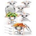 thumbnail image 1 of Towallmark 5QT 6 Packs Chafing Dish Buffet Set,Chafers and Warmers Food Servers Sets with Lid & Lid Holder, Spoon & Tweezer for Catering Events Parties Weddings Dinners,Rose Gold, 1 of 8