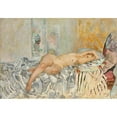 thumbnail image 2 of Henri Lebasque 18x14 Black Ornate Wood Framed Double Matted Museum Art Print Titled - Nu Elongated with Spanish Cushion (1925), 2 of 5