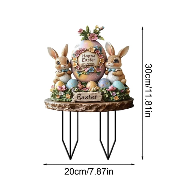 Easter Yard Decorations Outdoor Vintage Garden Stake Bunny Ground Insert, Spring Decoration for Lawn, Path, and Happy Easter Yard Sign