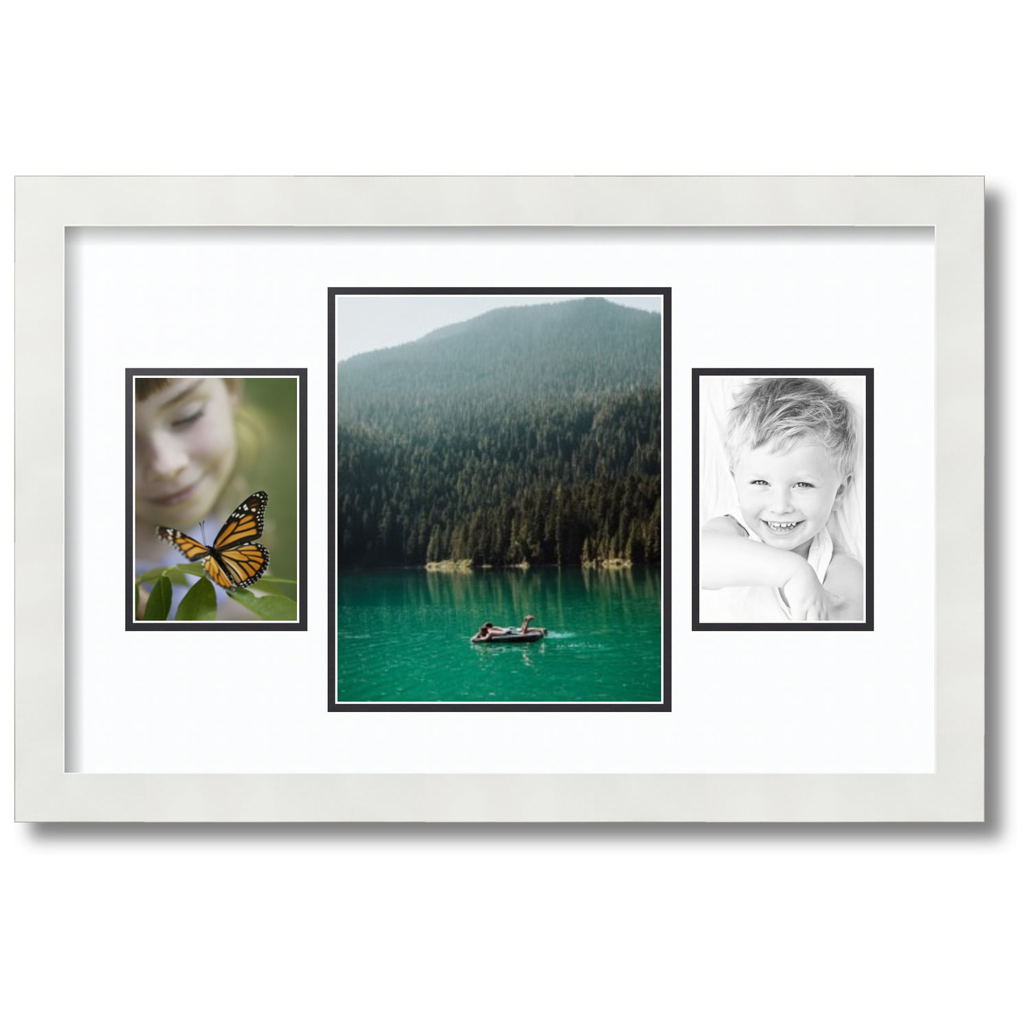 4x6 Opening ArtToFrames Matted 8x10 White Picture Frame with 2" Double Mat 