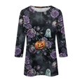 thumbnail image 4 of Bovemsi Cute Summer Tops Round‑Neck 3/4‑Sleeve Printed Blouse Fashion Outfits Clothes L, 4 of 4
