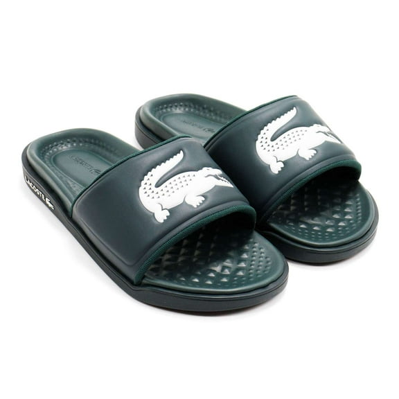 Lacoste Men's Croco Dualiste 0922 1 Slide Sandals, Dark Green White,7 M US