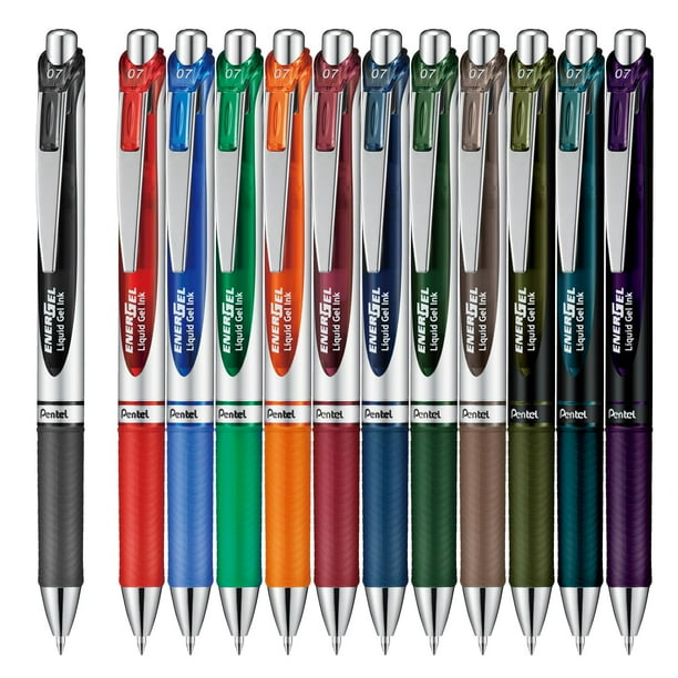 Juego de bolígrafos Pentel EnerGel BL77-12AMZ de 0,7 mm, 12 colores