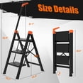 thumbnail image 2 of 3 Step Ladder with Single-Handrail,Retractable Handgrip Folding Step Stool,Lightweight  Step Ladder 3 Step Folding,600lbs  Load Capacity for Household,Kitchen,Office, 2 of 6