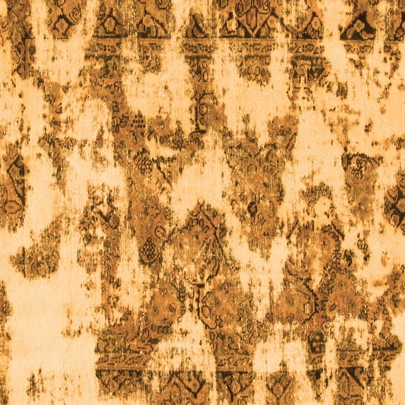 Ahgly Company Indoor Square Abstract Orange Modern Area Rugs, 8' Square