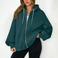 thumbnail image 2 of Jalioing Oversized Zip Up Hoodies Women's Baggy Long Sleeve Solid Hooded Jacket with Pocket Fashion Sweatshirts, 2 of 5