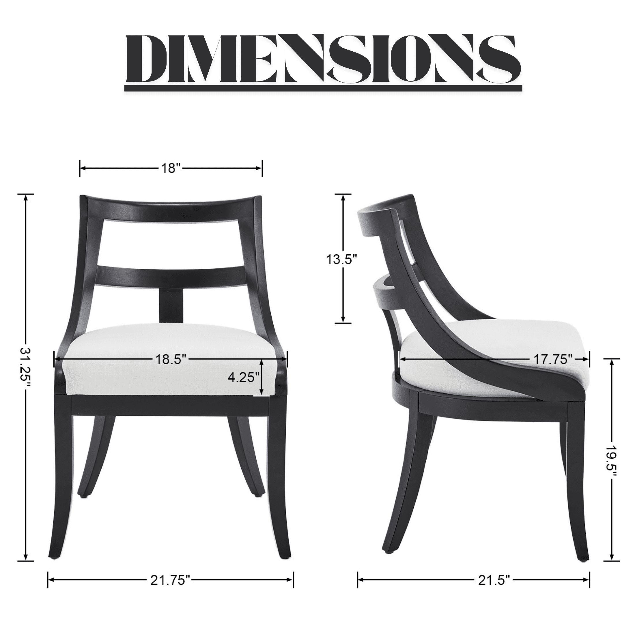 Guyou Modern Farmhouse Dining Chairs Mid Century Upholstered Dining Chair with Wooden Curved Back Kitchen Chairs for Dining Room Restaurant Cafe, Black-Linen Beige(Set of 4)