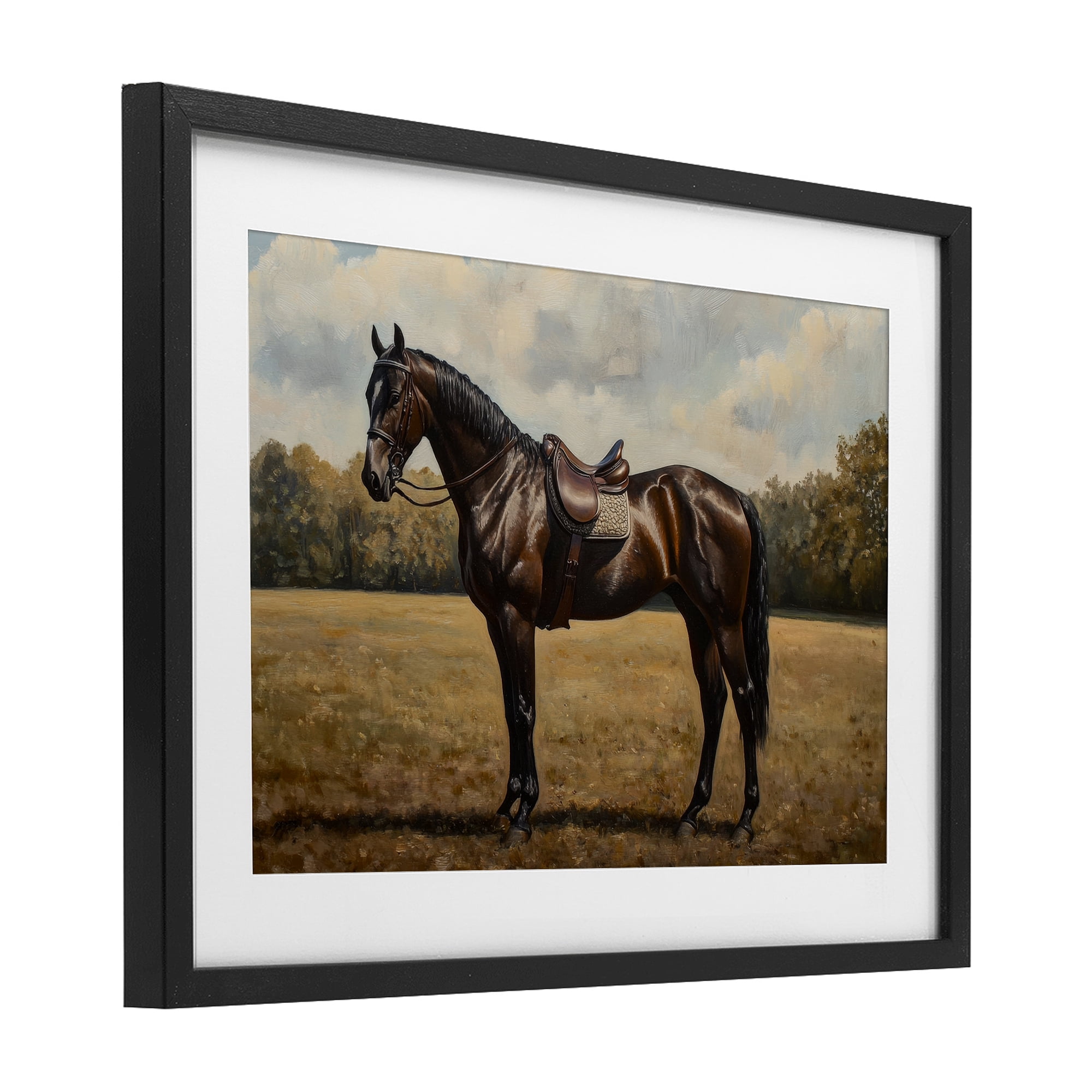 Stupell Industries Dark Brown Pony Portrait Black Framed Print Under Glass, design by Petal Prints Design