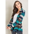 thumbnail image 3 of Teal Multi Stripe Elbow Patch Knit Open Cardigan, 3 of 8