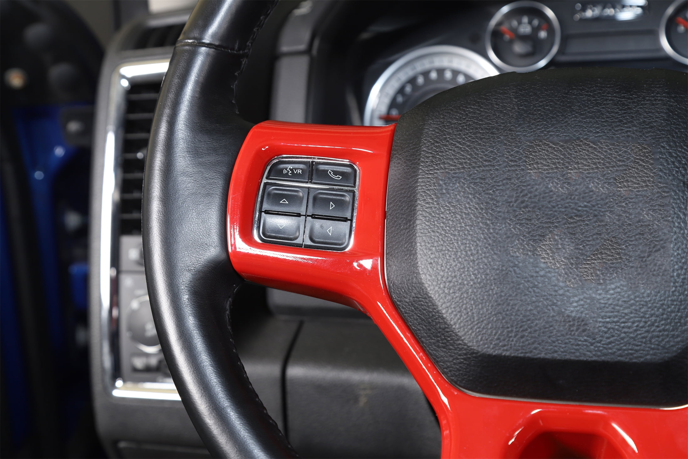 CheroCar Steering Wheel Cover Interior Decoration Accessories for Dodge RAM 2010-2017,Red