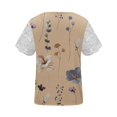 thumbnail image 4 of ICHUANYI Clearance Women Fashion Summer Sexy Fold Printed Regular Women Short Sleeves V Neck Button Top(Khaki, XL) ICHUANYI WER2023081008525, 4 of 5