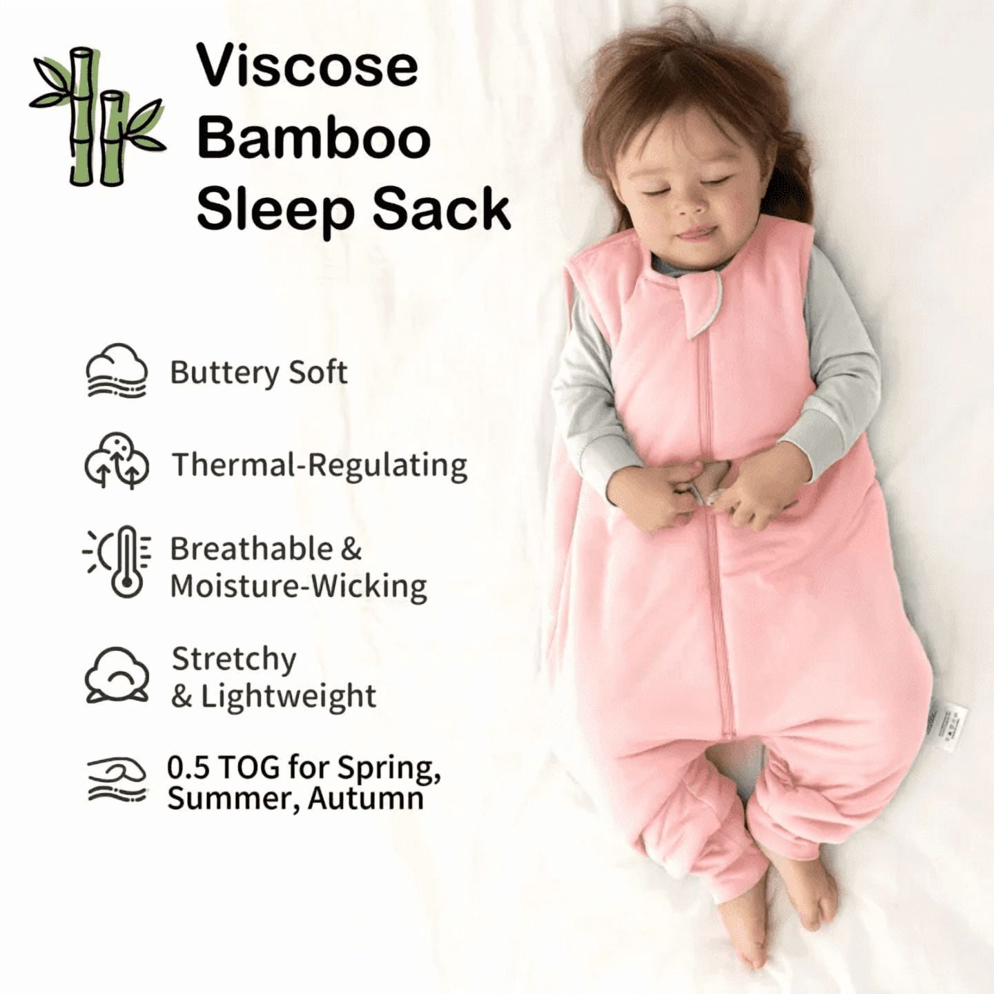0.5 Tog Summer Baby Sleep Sack with Feet 3t-4t Months Lightweight Rayon Made From Bamboo Sleeping Bag with Legs 36-48 Months