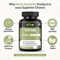 thumbnail image 3 of Rimo Nutrition Thyme Herbal Supplement Vegetarian Capsules 1000mg per Serving 120 Count, 3 of 5