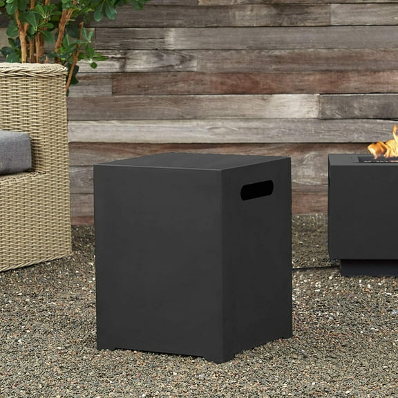 Real Flame Metal Propane Tank Cover, Conceals a 20 lb Tank and Doubles as a Side Table, Black