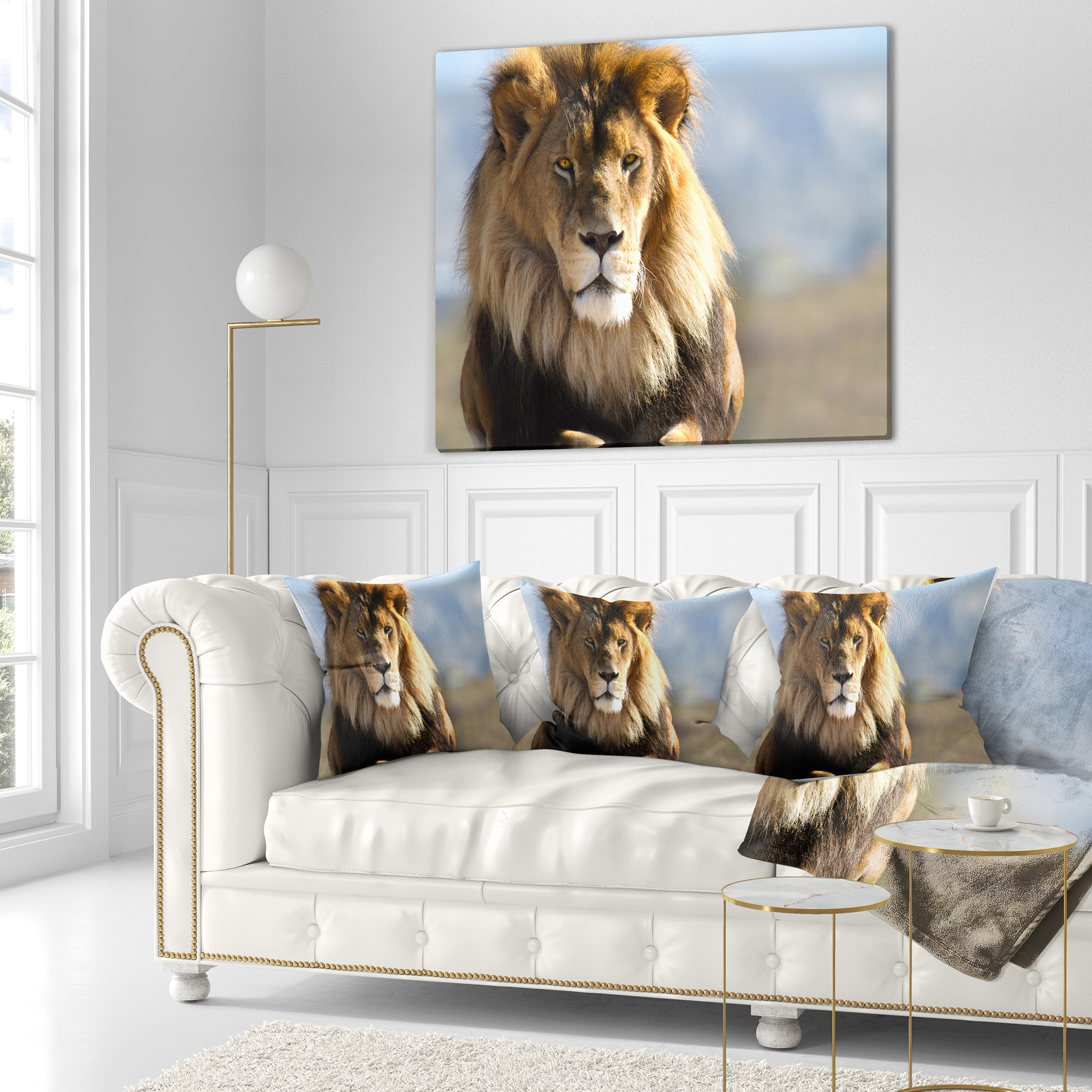 Designart Fierce Face of King of the Wild - African Throw Pillow - 18x18
