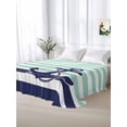 thumbnail image 5 of Anchor Aqua Twim Size Flat Sheet, Wrinkleproof & Fadeproof Cooling Flat Bed Sheet Only, Modern Navy Blue White Striped Nautical Breathable Soft Bedding Top Sheets 66 x 96 Inches, 5 of 8