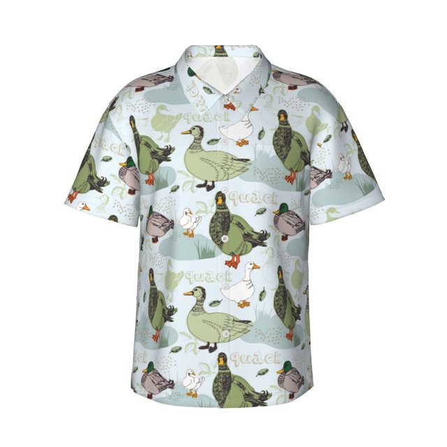Balery Mallard Ducks Wild Birds Camisas hawaianas de manga corta para hombre, camisas playeras de corte holgado, camisas de vacaciones con botones,XX-Large
