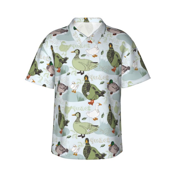 Balery Mallard Ducks Wild Birds Camisas hawaianas de manga corta para hombre, camisas playeras de corte holgado, camisas de vacaciones con botones,Small