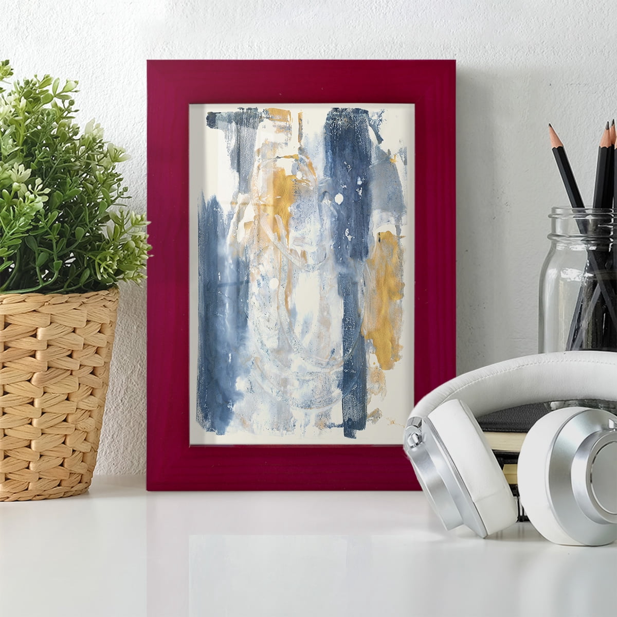 Circles & Dream II - Framed Print w/glass - Cherry Red