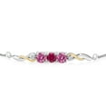 thumbnail image 2 of 925 Sterling Silver and 10K Yellow Gold Red Created Ruby Pink Moissanite and White Lab Grown Diamond Tennis Bracelet for Women (2.02 Cttw, Gemstone July Birthstone, Fully Adjustable up to 9 inch), 2 of 4