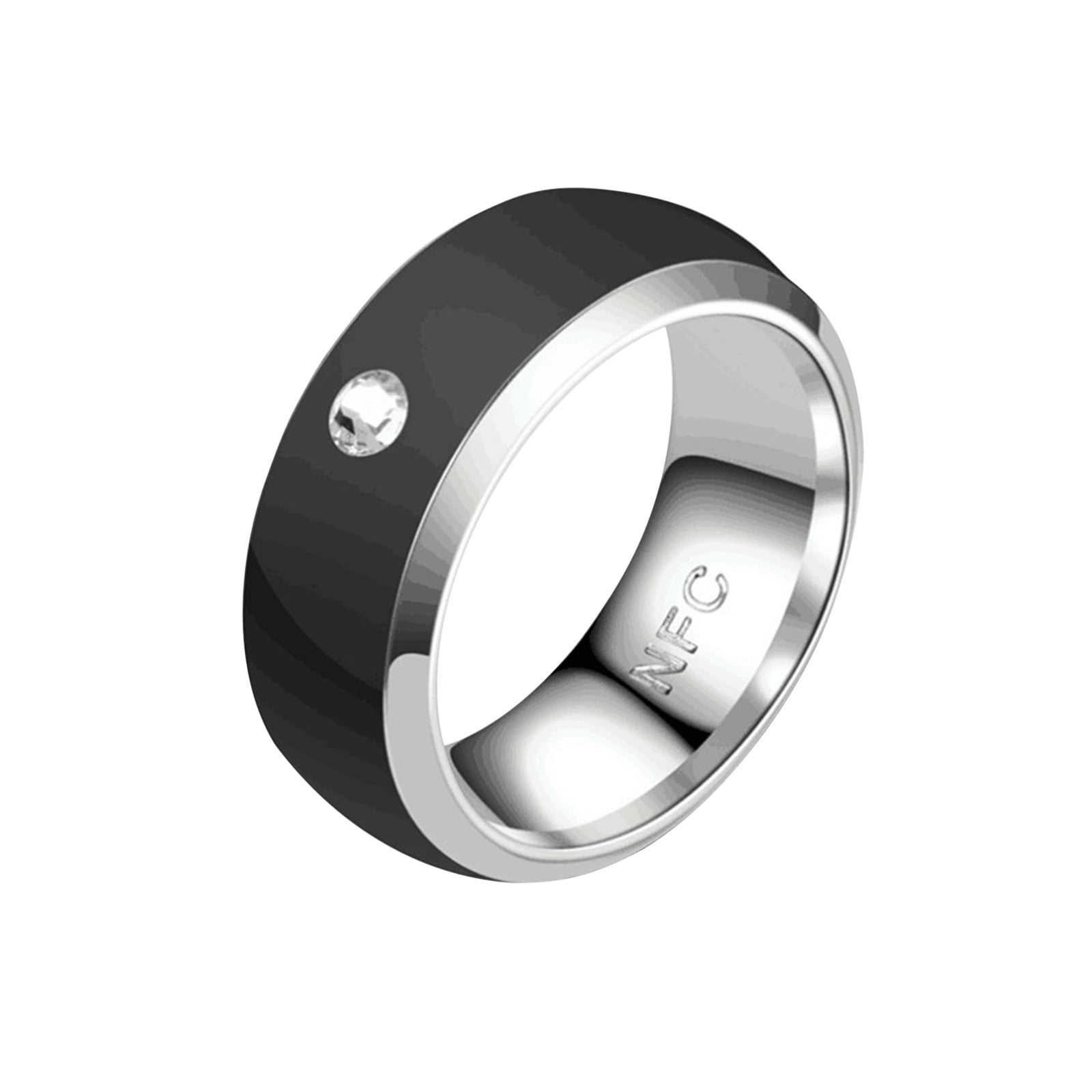 8, Black NFC Smart Chip Mobile Phone Smart Ring Stainless Steel Ring Realizes Screen Tomb Application Locks Wireless Radio Frequency Communication Water Resistance Jewelry 