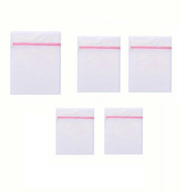 5-Piece Mesh Laundry Bags with Zipper, Travel Storage Organizer Bag Clothing Washing Bags for Laundry, Lingerie, Blouse, Bra, Socks, Underwear