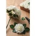 thumbnail image 3 of TETOU Artificial Flowers 50pcs Real Looking Ivory Foam Fake Roses with Stems for DIY Wedding Bouquets White Bridal Shower Centerpieces Arrangements Party Tables Decorations, 3 of 7