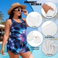 thumbnail image 6 of Xoenoiee Tie Dye Print Women Plus Size Tankini Swimsuits Tummy Control Two Piece Bathing Suit Breathable Swimwear with Shorts, 2XL, 6 of 7