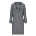 thumbnail image 3 of ChaoHeng Long Dresses under $5.00 Plus Size Womens Long Dresses for Women Women's Casual Long-sleeve Pocket Pullover Hoodie Dress Waist Sweatshirt Solid Dress, 3 of 6
