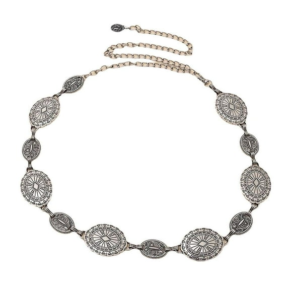 jileijar Metal Chain Belt Southwestern Sun Star Burst Stamped ^* Medallion Metal H7F5