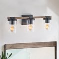 thumbnail image 4 of Aiwen Black Clear Glass Bathroom Vanity Light 3-Light Farmhouse Cylinder Light Fixture over Mirror, 4 of 10
