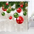 thumbnail image 1 of Juego de cortinas de ducha navideñas verdes, adornos navideños con estampado artístico de ramitas de pino, cortina de bañera navideña, 150 x 180, 1 of 1