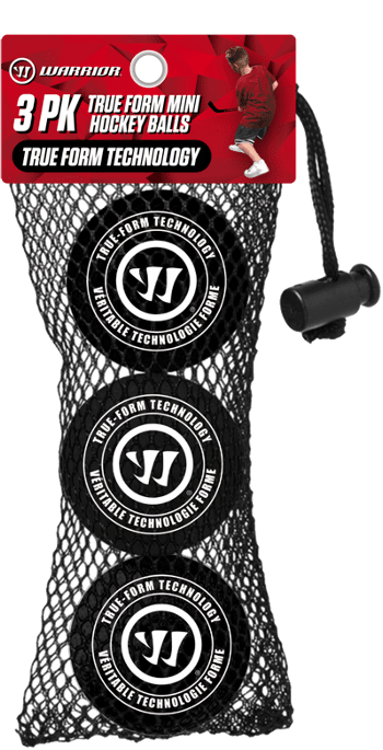 (2 pack) Warrior True-Form Mini or Knee Hockey Balls - Black - Set of 3 - Made of PU Indoor Unisex