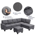 thumbnail image 4 of 104.3*78.7" Modern L-shaped Sectional Sofa,7-seat Linen Fabric Couch Set with Chaise Lounge and Convertible Ottoman for Living Room,Apartment,Office,3 Colors, 4 of 9